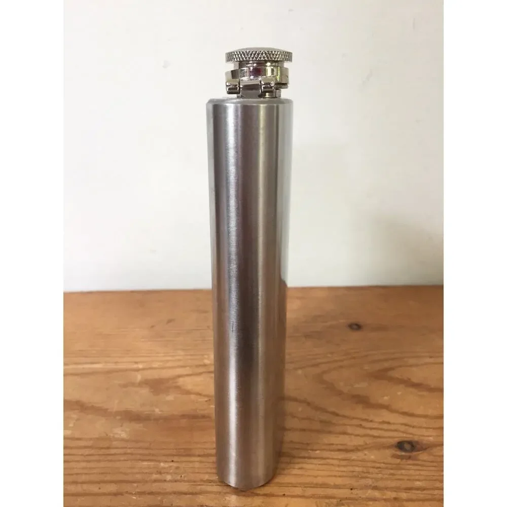 Vintage Brushed Stainless Steel Metal 8oz Hip Screw Top Liquor Alcohol Flask